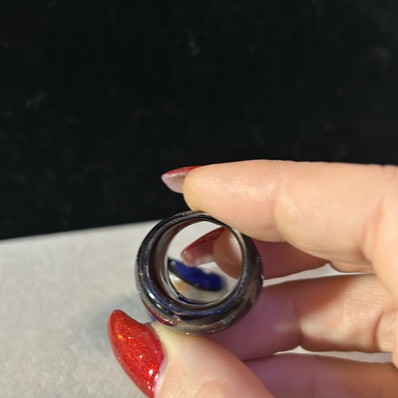 Murano Glass Ring Venice Italy Colbalt Blue Silver Cooper - Picture 6 of 6